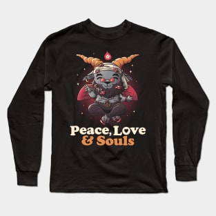 Peace, Love And Souls - Creepy Cute Baphomet Gift Long Sleeve T-Shirt